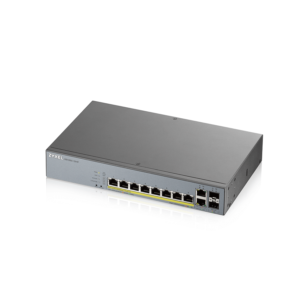 Zyxel GS1350-12HP Switch PoE CCTV Manageable, Longue Portée, Surveillance IP Nebula Smartmanaged