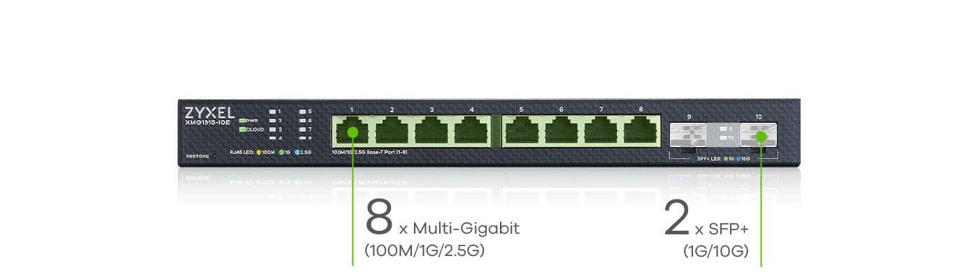 Zyxel XMG1915-10E Switch Smart Nebula 8-Port 2.5GbE 2 SFP+