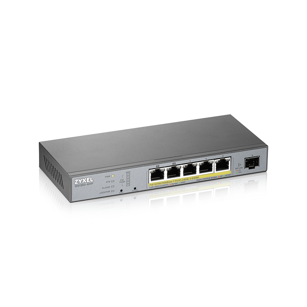Zyxel GS1350-6HP Switch PoE CCTV Managed 6 Ports longue portée